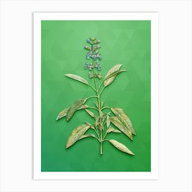 Vintage Sage Plant Botanical Art on Classic Green n.0957 Art Print
