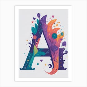 Colorful Letter A Illustration 57 Art Print