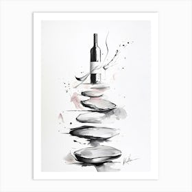 Wine Bottle On The Rocks Art Print