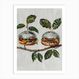 Disco Ball Burgers Tree Mosaic Painting Kitchen Art Print