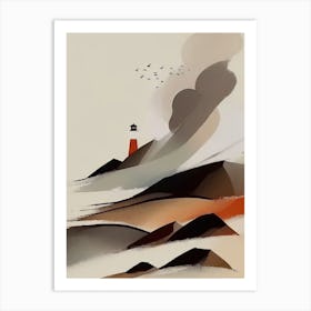 Lighthouse On The Cliffs - Abstract Minimal Boho Beach Art Print