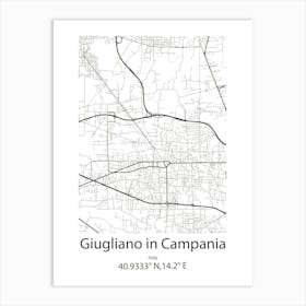 Giugliano In Campania,Italy Minimalist Map Art Print