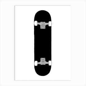 Black Skateboard Art Print