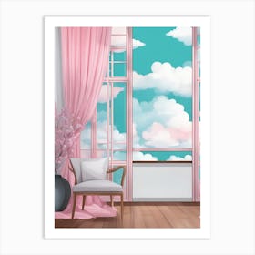 Pink Room With Clouds Art Print