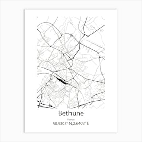 Bethune,France Minimalist Map Art Print