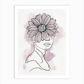 Portrait Of A Woman With A Flower Art Print