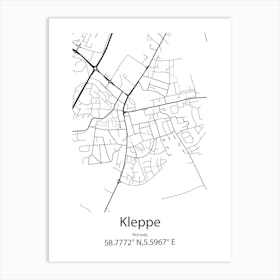 Kleppe,Norway Minimalist Map Art Print