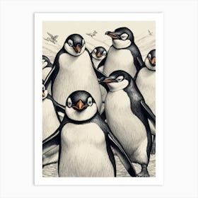 Penguins In Flight Art Print