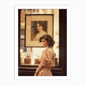 Vintage Inspired Photograph Of An Elegant Young Lady Posing For A Moment Her Silhouette Taking Cent Art Print