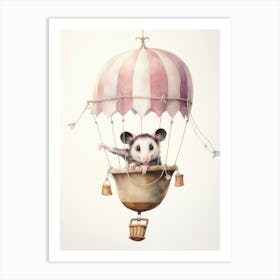 Baby Opossum 1 In A Hot Air Balloon Art Print