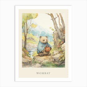 Beatrix Potter Inspired  Animal Watercolour Wombat 1 Art Print