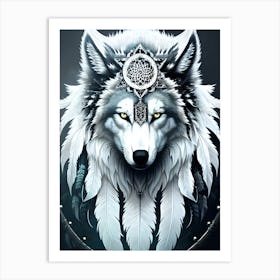 Wolf With Feathers 6 Art Print