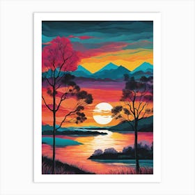 Sunset By The Lake Art Print