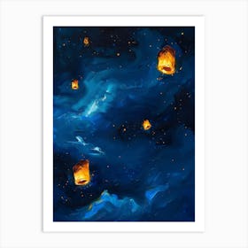 Lanterns In The Sky 2 Art Print