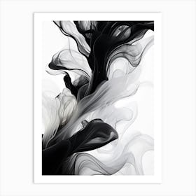 Fluid Dynamics Abstract Black And White 3 Art Print