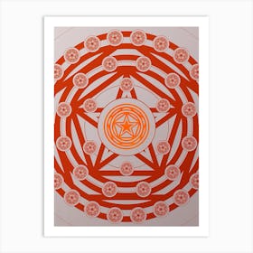 Geometric Abstract Glyph Circle Array in Tomato Red n.0188 Art Print