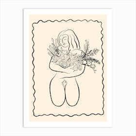 Pretty Lady With Flowers 02 Art Print
