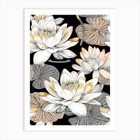 Water Lily Seamless Pattern Art Print