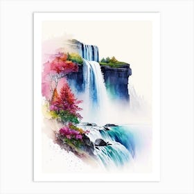 Niagara Falls Of The South, United States Water Colour  (2) Art Print