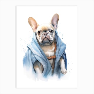 French Bulldog Dog As A Jedi 1 Art Print