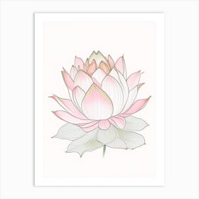 Lotus Flower Pattern Pencil Illustration 3 Art Print