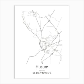 Husum,Germany Minimalist Map Art Print