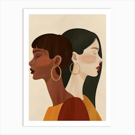 Two Women With Hoop Earrings Art Print