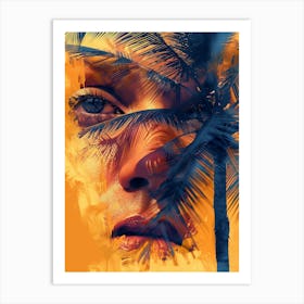 Woman With A Palm Tree Art Print