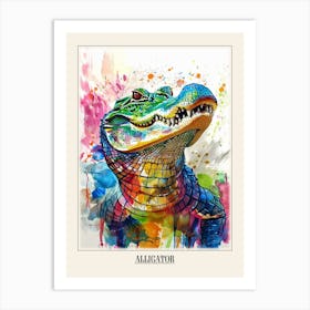Alligator Colourful Watercolour 3 Poster Art Print