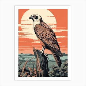 Vintage Bird Linocut Osprey 2 Art Print