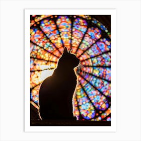 Cat In Front Of Stained Glass Window 2 Art Print