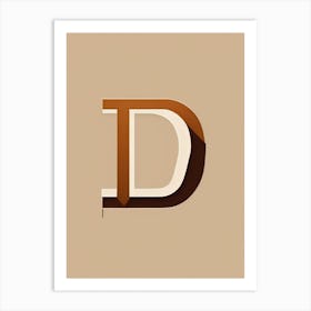 D  Letter, Alphabet Retro Minimal Art Print