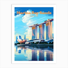 Marina Bay Sands Singapore Summer Travel Illustration Art Print