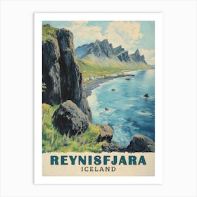 Reynisfjara Beach Iceland Vintage Travel Poster Art Print