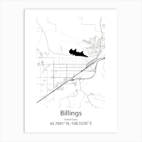 Billings,United States Minimalist Map Art Print