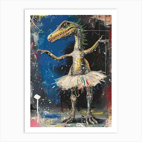 Abstract Dinosaur Wild Brushstrokes Dancing 1 Art Print