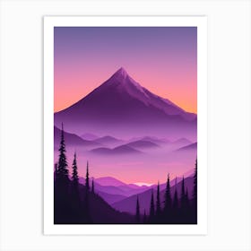 Misty Mountains Vertical Composition In Purple Tone 21 Art Print