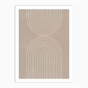 Beige Minimalistic Arch Modern Line Art Art Print