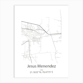 Jesus Menendez,Cuba Minimalist Map Art Print