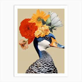 Bird With A Flower Crown Mallard Duck Art Print