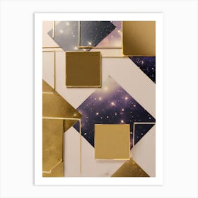 Gold Space Background Art Print