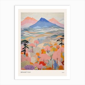 Mount Fuji Japan 3 Colourful Mountain Illustration Poster Art Print