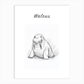 B&W Walrus Poster Art Print