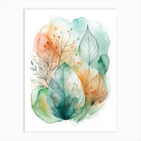 Watercolor Leaves 1 Art Print