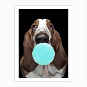 Basset Hound Chewing Bubble Gum Art Print