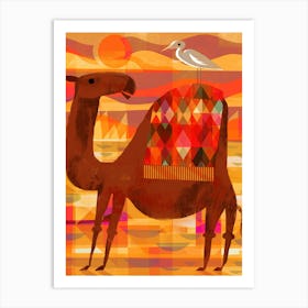 Camel with Pesky Bird Art Print