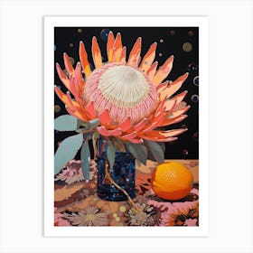 Surreal Florals Protea 3 Flower Painting Art Print