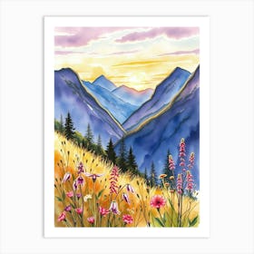 Sunset In The Mountains 35 Art Print