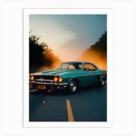 Car At Sunset Art Print