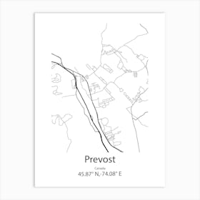 Prevost,Canada Minimalist Map Art Print